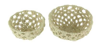 Off-White Handwoven Macrame Decorative Bowls Set of 2 