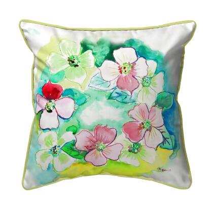 Betsy Drake Flower Wreath Large Indoor/Outdoor Pillow 18x18 