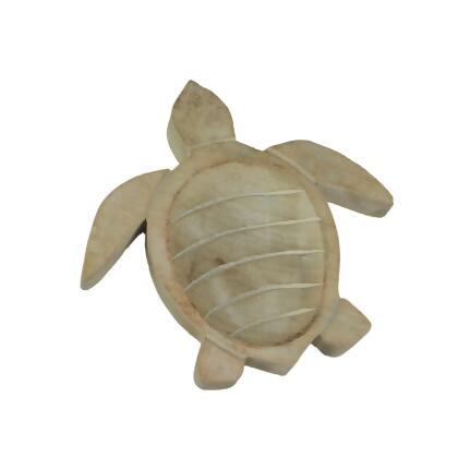 Hand Carved Wooden Sea Turtle Decorative Bowl 8 Inch 