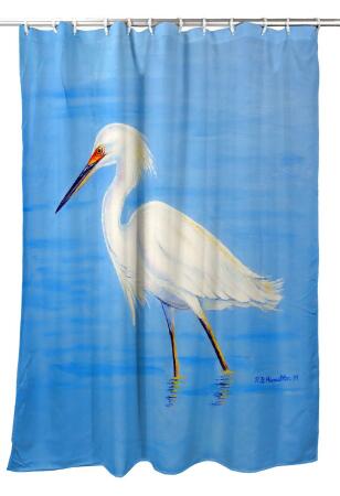 Betsy Drake Stalking Snowy Egret Shower Curtain 