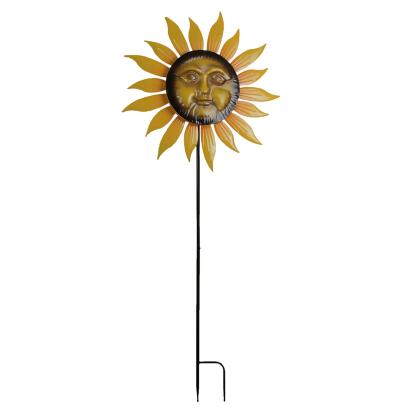 Smiling Face Sunflower Garden Twirler Wind Spinner Stake 71.5 Inches High 