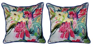 Pair of Betsy Drake Multi Florals Large Pillows 18 Inch x 18 Inch 