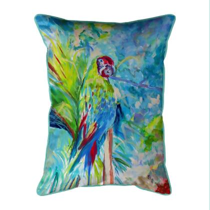 Betsy Drake Green Parrot II Large Indoor/Outdoor Pillow 16x20 