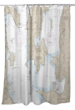 Betsy Drake South Hero Island, VT Nautical Map Shower Curtain 