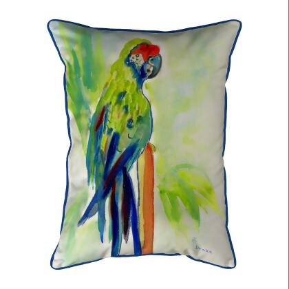Betsy Drake Green Parrot Large Indoor/Outdoor Pillow 16x20 