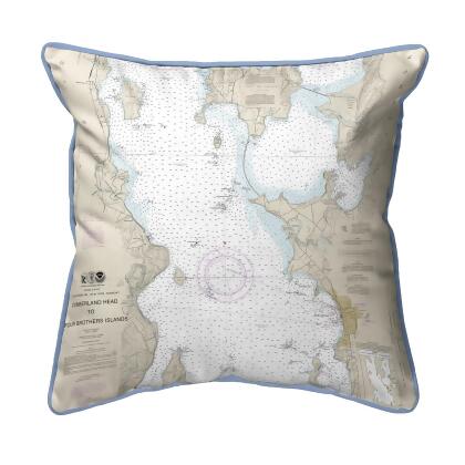 Betsy Drake Cumberland Head VT Nautical Map Corded Pillow 18x18 