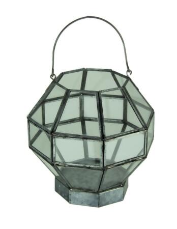 Metal and Glass Octagon Shape Candle Lantern 