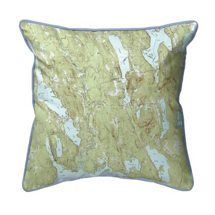 Betsy Drake Casco and Sebago Lake, ME Nautical Map Large Corded Pillow 18x18 