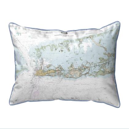 Betsy Drake Sugarloaf Key to Key West, FL Nautical Map Large Corded Pillow 16x20 