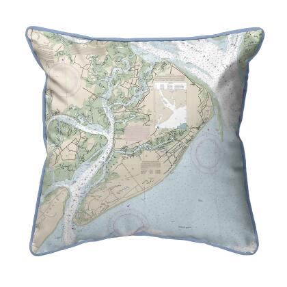 Betsy Drake Hilton Head, SC Nautical Map Small Indoor/Outdoor Pillow 12x12 