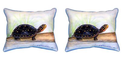 Pair of Betsy Drake Spotted Turtle Large Pillows 16x20 