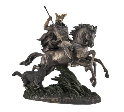 Bronzed Norse God Odin Riding Sleipner Statue 