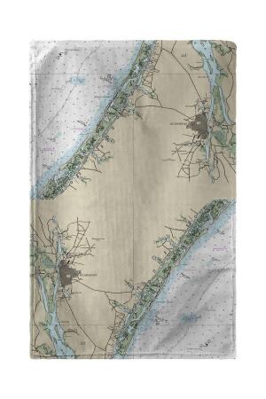 Betsy Drake Wilmington - Wrightsville Beach, NC Nautical Map Kitchen Towel 