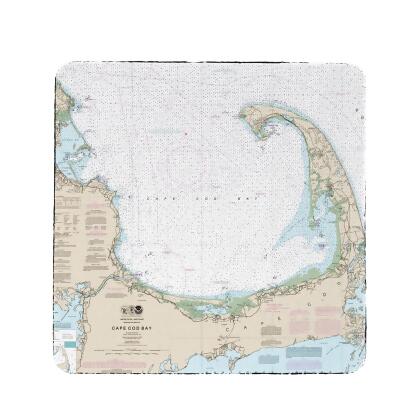 Betsy Drake Cape Cod Bay, MA Nautical Map Coaster Set of 4