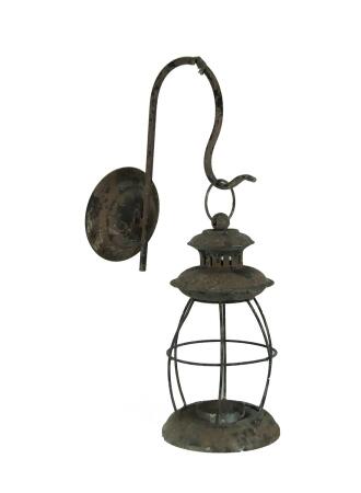 Distressed Metal Vintage Lantern Wall Mounted Candle Sconce 