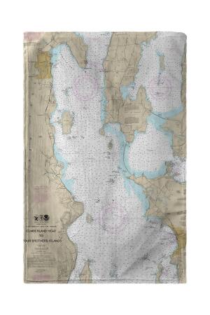 Betsy Drake Cumberland Head Four Brothers Islands, VT Nautical Map Beach Towel 