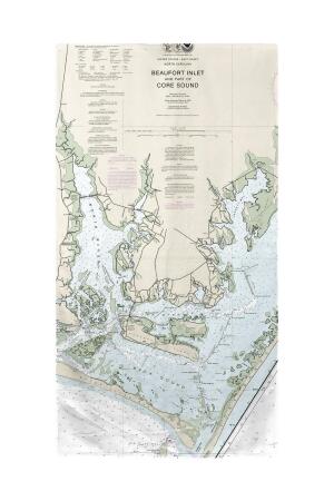 Betsy Drake Beaufort Inlet and Part of Core Sound, NC Nautical Map Beach Towel 