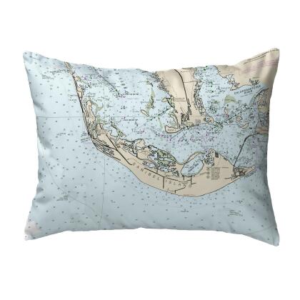 Betsy Drake Sanibell Island, FL Nautical Map Indoor/Outdoor Pillow 16x20 