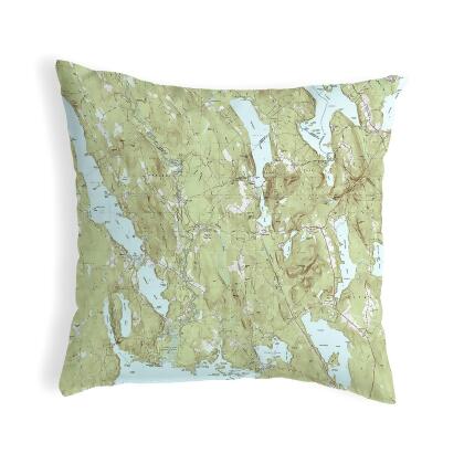 Betsy Drake Casco and Sebago Lake, Me Nautical Map Indoor/Outdoor Pillow 18x18 