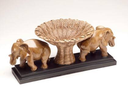 AA Importing Two Elephants Ceramic Bowl 