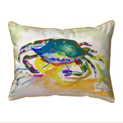 Betsy Drake Green Crab Large Indoor/Outdoor Pillow 16x20 