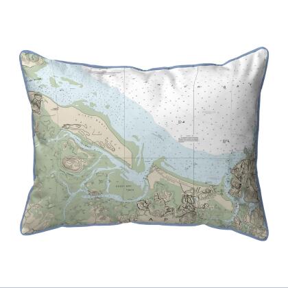Betsy Drake Essex Bay - Essex River, MA Nautical Map Large Zippered Pillow 20x24 