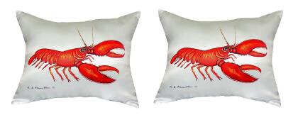 Pair of Betsy Drake Red Lobster No Cord Pillows 
