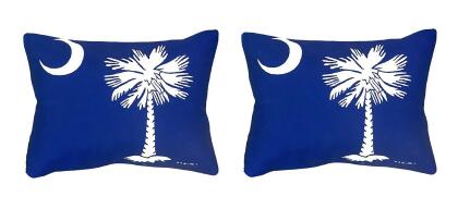 Pair of Betsy Drake Palmetto Moon No Cord Pillows 16 Inch X 20 Inch 