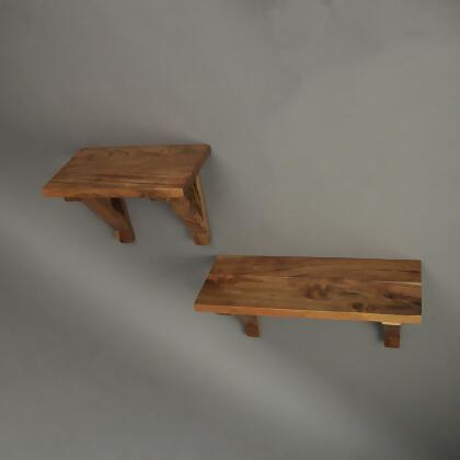 Set of 2 Acacia Wood Wall Shelves With Mounting Hardware alternate image