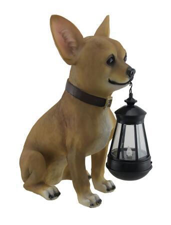 Little Light Keeper: Chihuahua Statue with LED Lantern - Outdoor Decor Figurine for Garden, Patio, and Yard Accent Lighting - Obedient Companion for a Warm Welcome alternate image