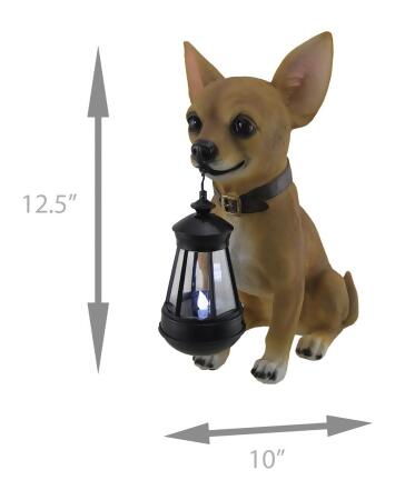 Little Light Keeper: Chihuahua Statue with LED Lantern - Outdoor Decor Figurine for Garden, Patio, and Yard Accent Lighting - Obedient Companion for a Warm Welcome alternate image