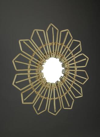 Natural Willow Wicker Framed Geometric Design Wall Mirror 17 Inch Diameter alternate image