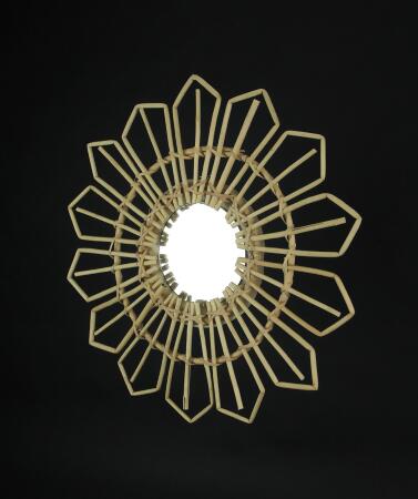 Natural Willow Wicker Framed Geometric Design Wall Mirror 17 Inch Diameter alternate image