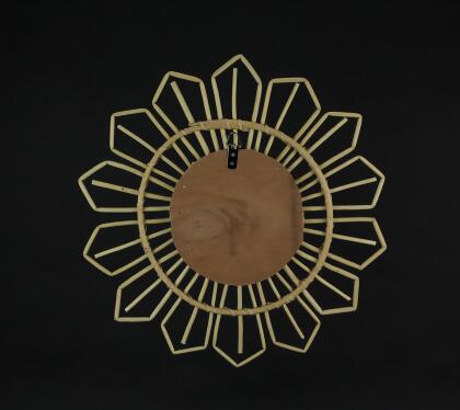 Natural Willow Wicker Framed Geometric Design Wall Mirror 17 Inch Diameter alternate image