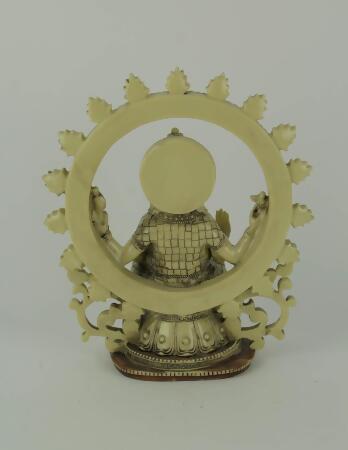 Lord Ganesha Sitting Bone-Finish Resin Statue Holding Sacred Objects - Hindu Deity Figurine - Home Decor Idol - Detailed Craftsmanship -11.75 Inches High alternate image