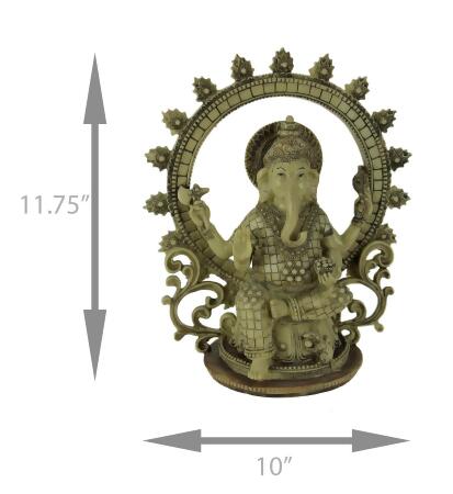 Lord Ganesha Sitting Bone-Finish Resin Statue Holding Sacred Objects - Hindu Deity Figurine - Home Decor Idol - Detailed Craftsmanship -11.75 Inches High alternate image