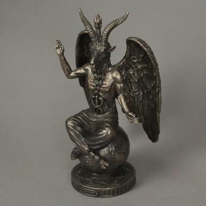 Baphomet Sabbatic Goat Idol Sitting On Globe Statue Satanic Occultic Altar Sculpture alternate image