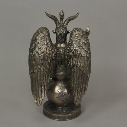 Baphomet Sabbatic Goat Idol Sitting On Globe Statue Satanic Occultic Altar Sculpture alternate image