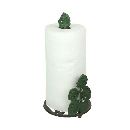 Green Cast Iron Monstera Leaf Design Countertop Paper Towel Holder - Easy Assembly - Adds Rustic Tropical Flair to Kitchen Counter Decor - 14 Inches High alternate image