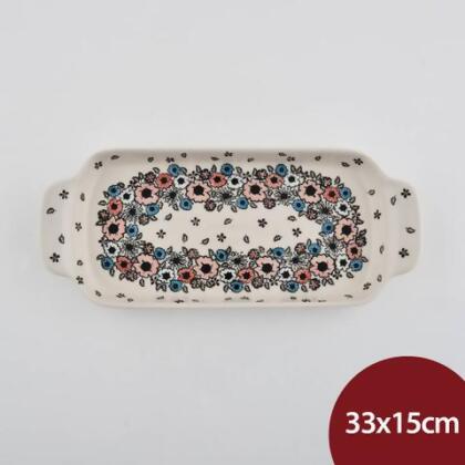 【波蘭陶2件8折】波蘭陶 繽紛花環系列 長方形托盤 33x15cm 波蘭手工製 長盤 陶瓷烤盤 - 單一規格 