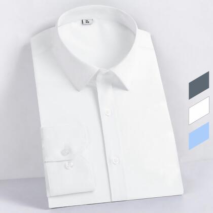 竹纖維商務襯衫│透氣、防皺、彈力│3色-白色-2XL(41) 