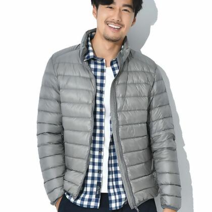 極輕量羽絨外套│防潑水、舒適-灰色-2XL 