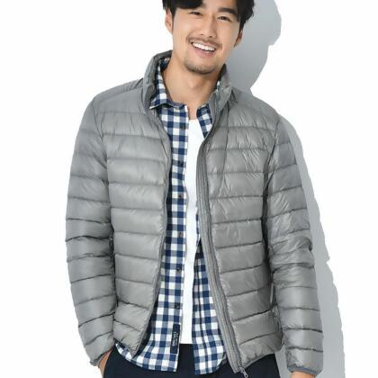 極輕量羽絨外套│防潑水、舒適-灰色-3XL 