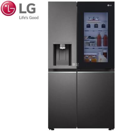 贈LG微波爐【LG 樂金】734公升WiFi敲敲看門中門冰球冰箱 GR-QPLC82BS星夜黑/734公升(冷藏485/冷凍249) 