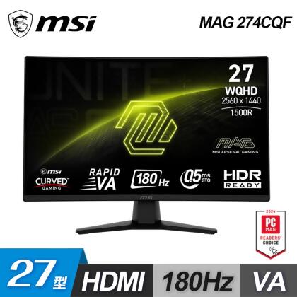 【MSI 微星】MAG 274CQF 27型 180Hz 2K 電競螢幕 