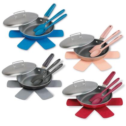 Ceramic Nonstick Stovetop Oven Frypan & Skillet with Stainless Steel Lid & Utensils - 9.5