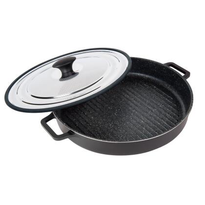 Nonstick Stovetop Oven Grill Pan & Stainless Steel Lid, Black 12
