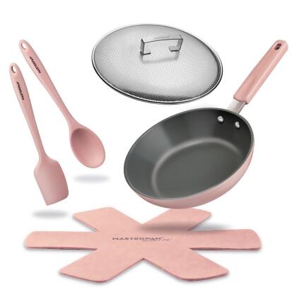 Ceramic Nonstick Stovetop Oven Frypan & Skillet with Stainless Steel Lid & Utensils - 9.5" (24cm) alternate image