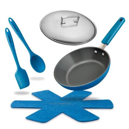 Ceramic Nonstick Stovetop Oven Frypan & Skillet with Stainless Steel Lid & Utensils - 9.5" (24cm) alternate image