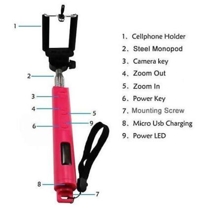 Selfi Monopod Telescopic Stick with Bluetooth & Zoom controls alternate image
